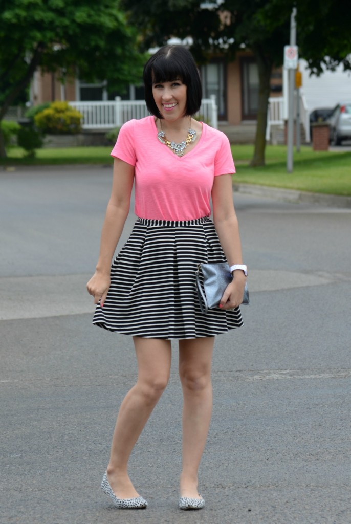 Mixing Prints, Black and White, Stripe, Stripped, print, bold, skater, skirt, A- Line