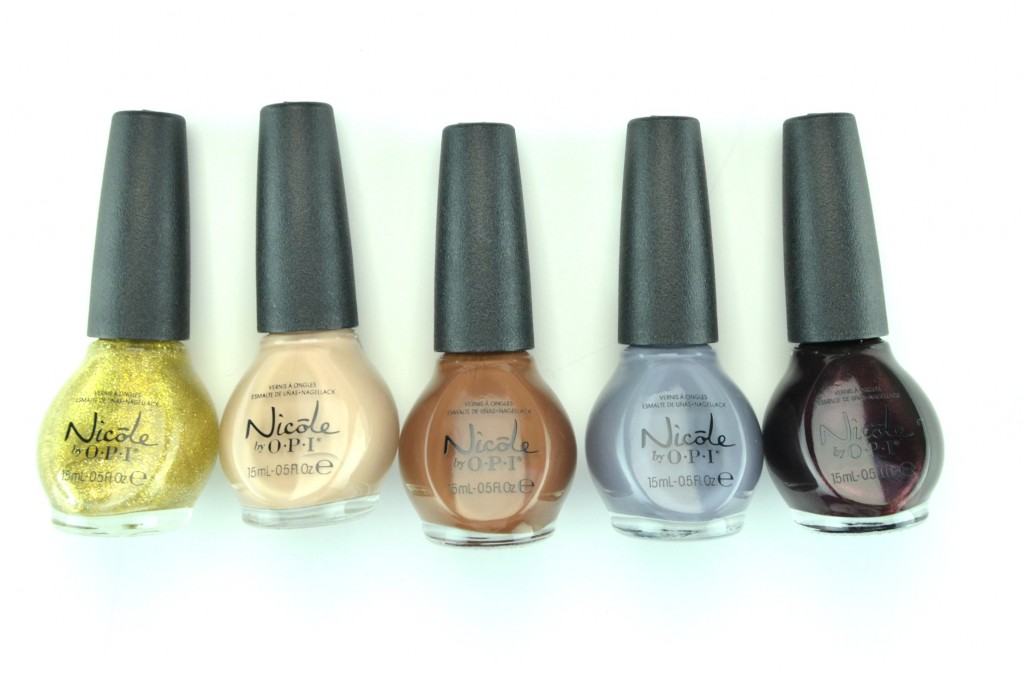 Nicole by OPI Spring Summer, Heart of Gold , Count to Tan, That’s Just Plain Nuts, Keep Your Gray Job , Profoundly Purple
