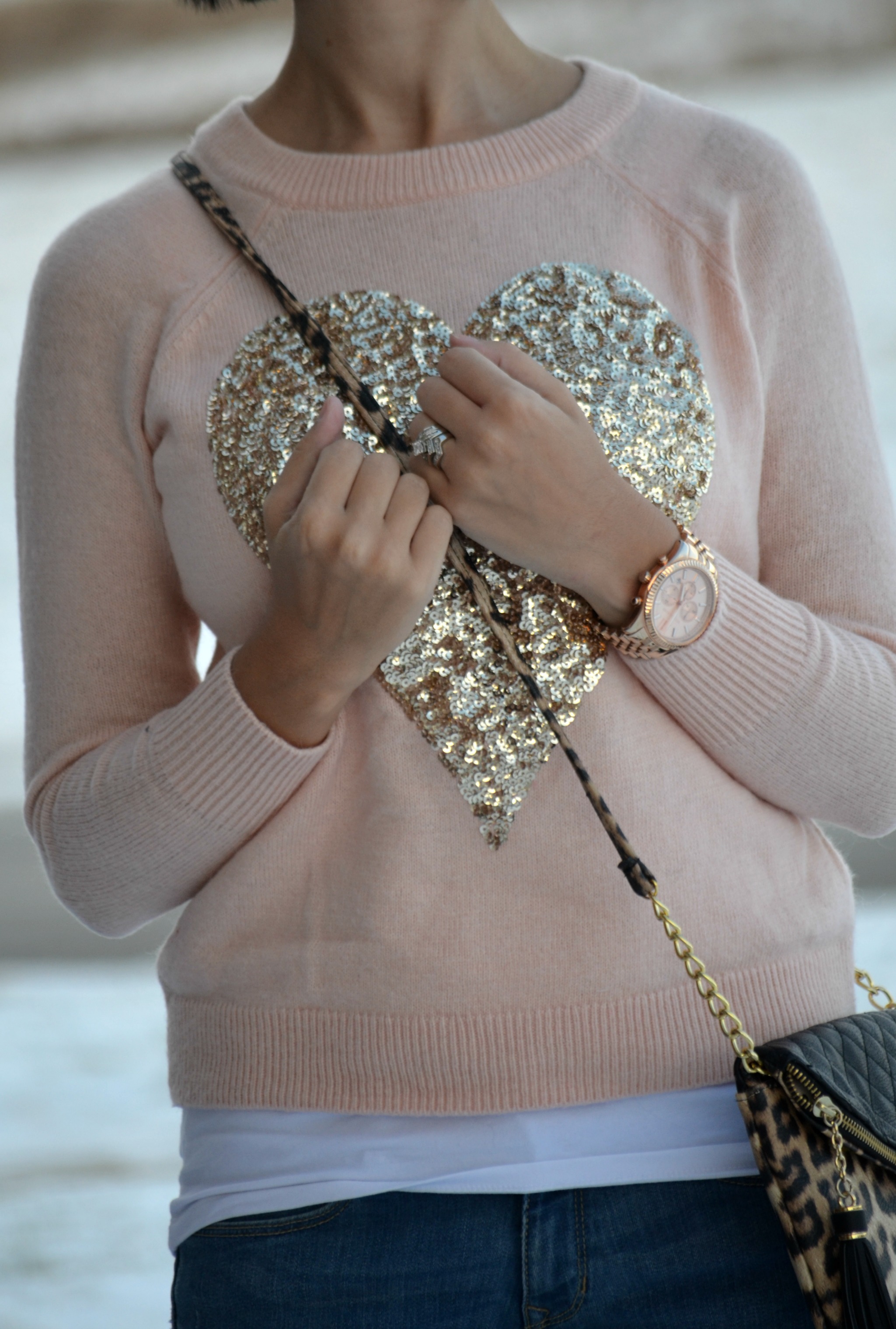 sequin heart jumper