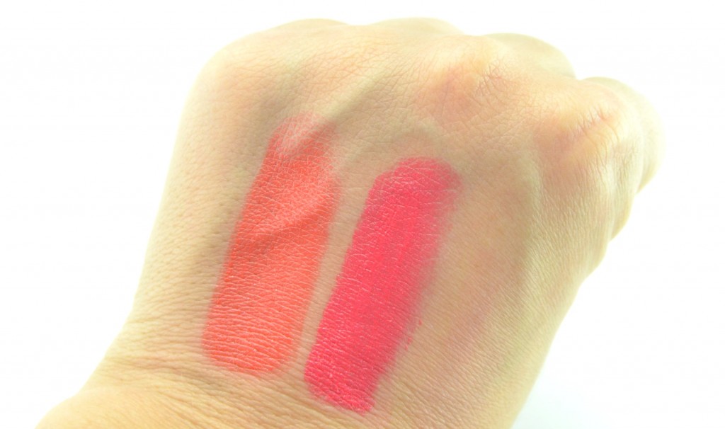 Revlon Ultra HD Lipstick review, lipstick swatch, hot pink lipstick, coral lippie