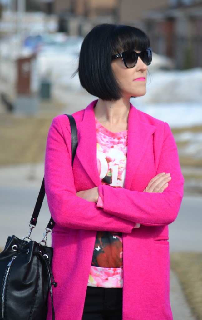What I Wore, dior sweater, pink sweater, sheinside sweater, hot pink jacket, sheinside coat, D&G Sunglasses, SmartBuyGlasses, Canadian fashionista, Canadian fashion blogger