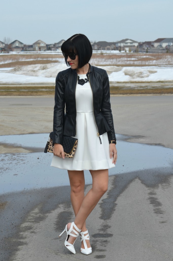 What I Wore, Canadian fashionista, White Dress, Forever 21 dress, statement Necklace, Cocoa Jewelry, black Sunglasses, oversize sunglasses, Polette sunglasses, black statement necklace