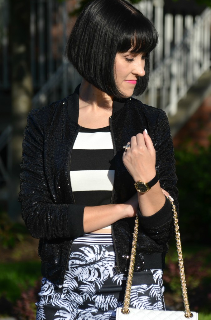 What I Wore, Canadian fashionista, Gerry weber giveaway, Sequins Jacket, guess jacket, Sheinside top, Gerry weber, Rebecca Minkoff Purse, Shopbop purse, nine west white heels