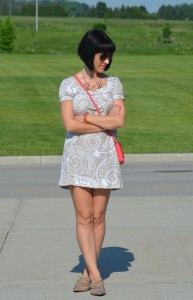 What I Wore, Canadian fashionista, h&m dress, aviators, Kate spade Purse, Kate Spade coral handbag, BCBG Bracelet, taupe flats, Miz Mooz