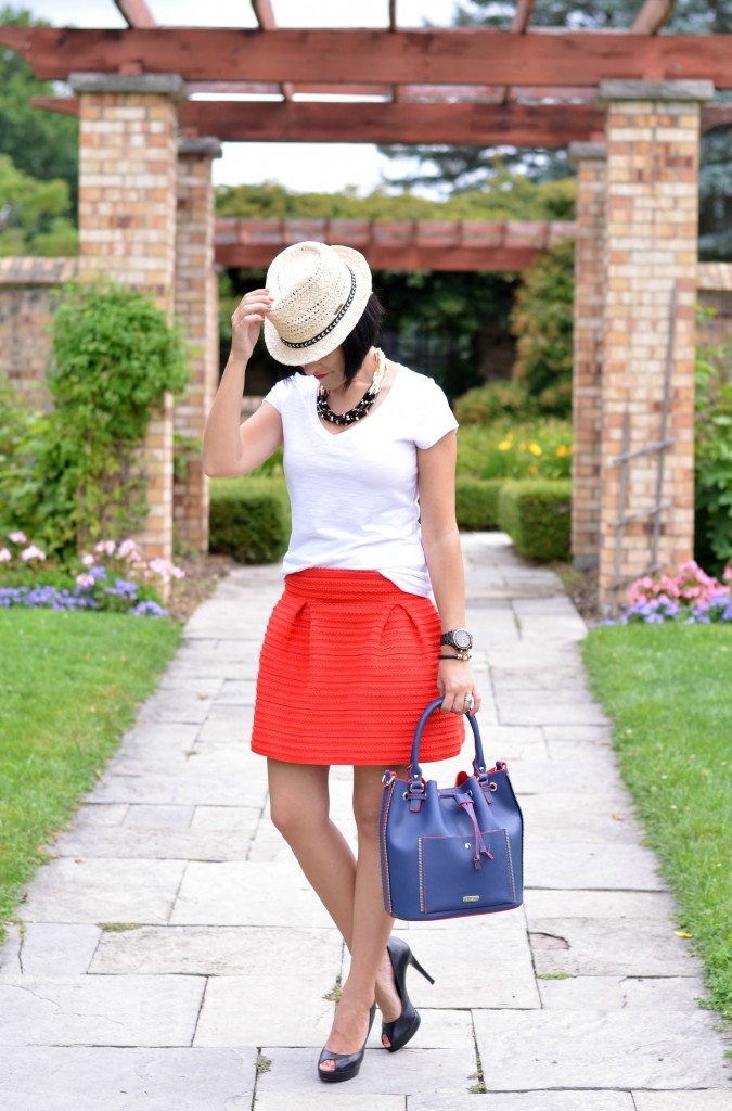 how to style a red skirt
