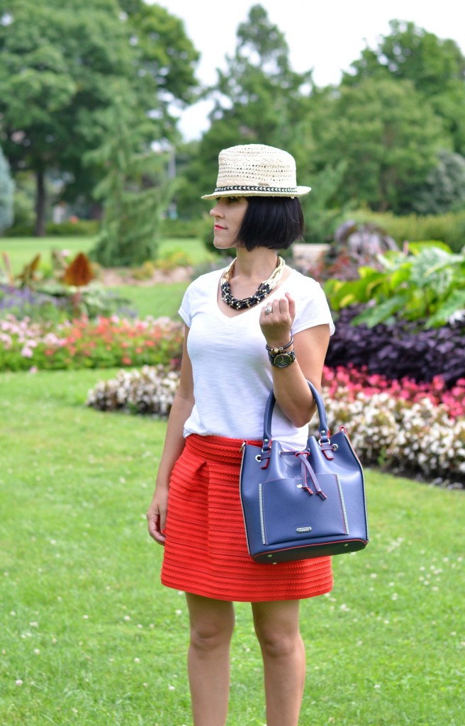 how to style a red skirt