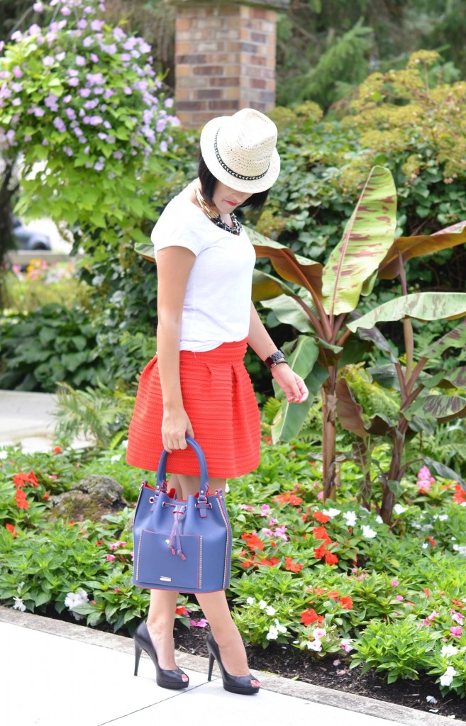 how to style a red skirt