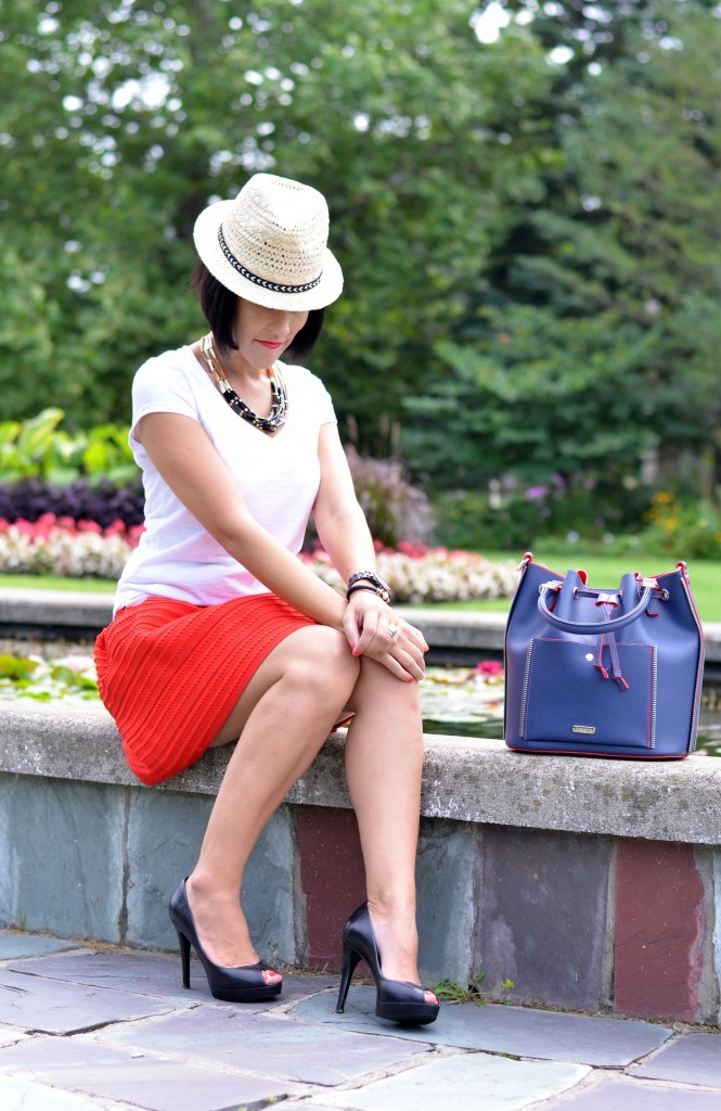 how to style a red skirt