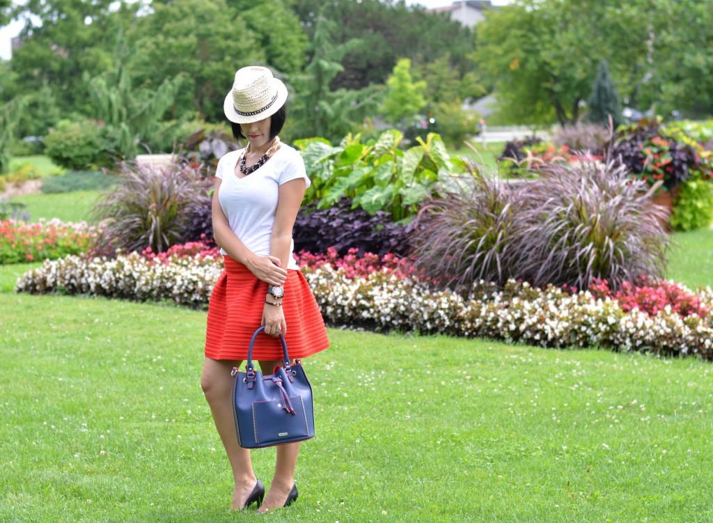 how to style a red skirt