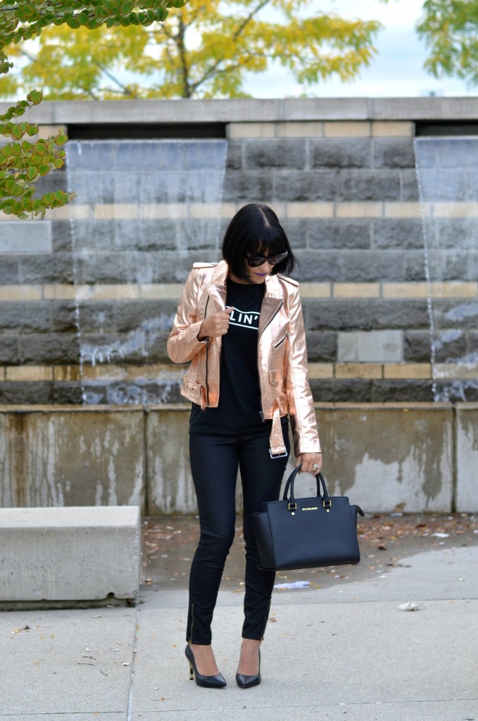 gold bomber jacket