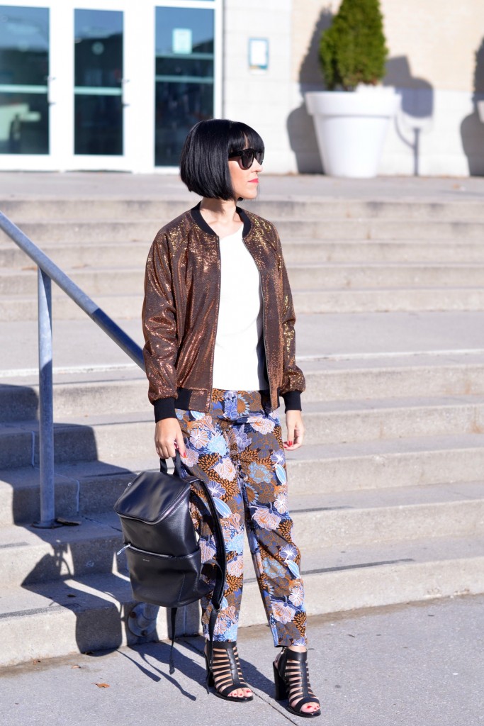 Bronze Metallic Bomber Jacket