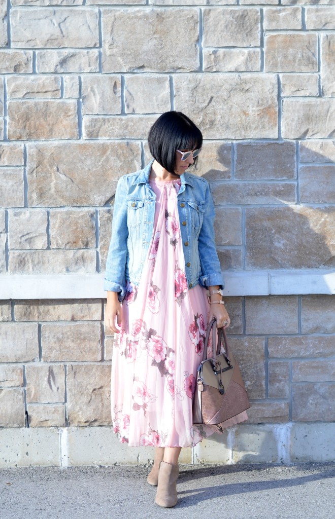 pink floral dress, canadian fashionista 