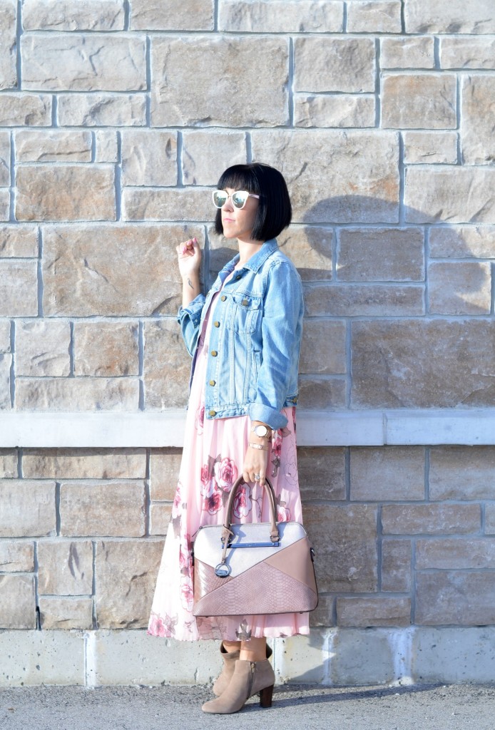 pink floral dress, canadian fashionista 