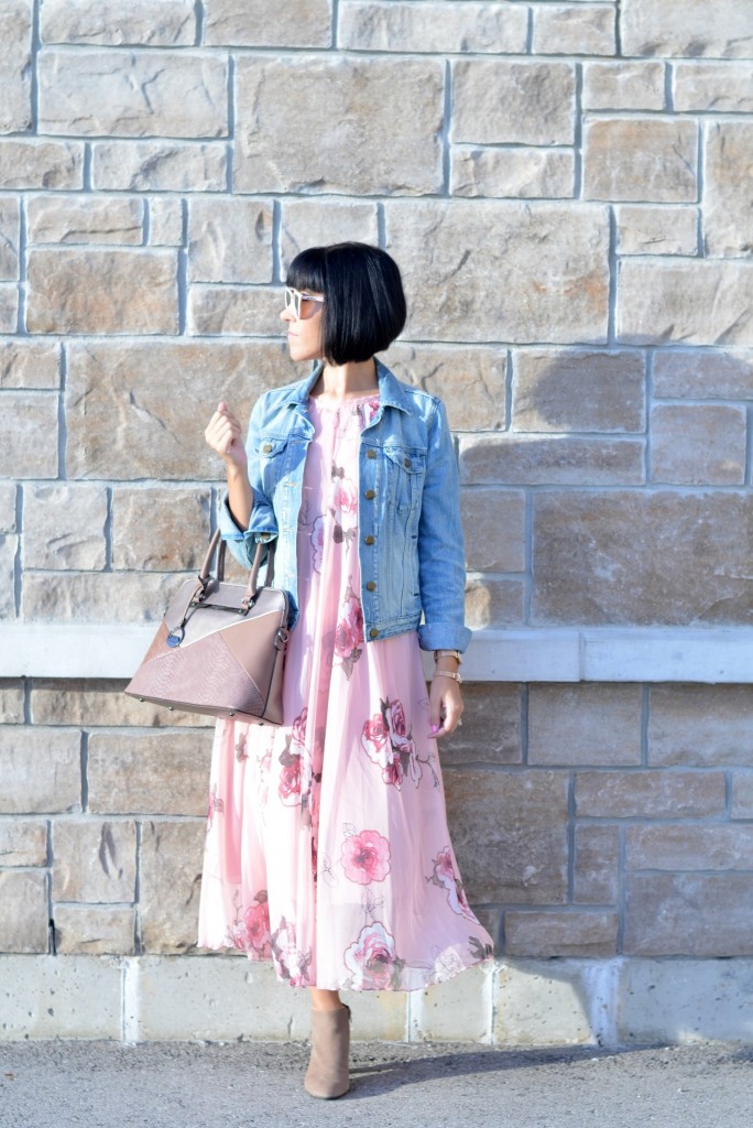 pink floral dress, canadian fashionista 