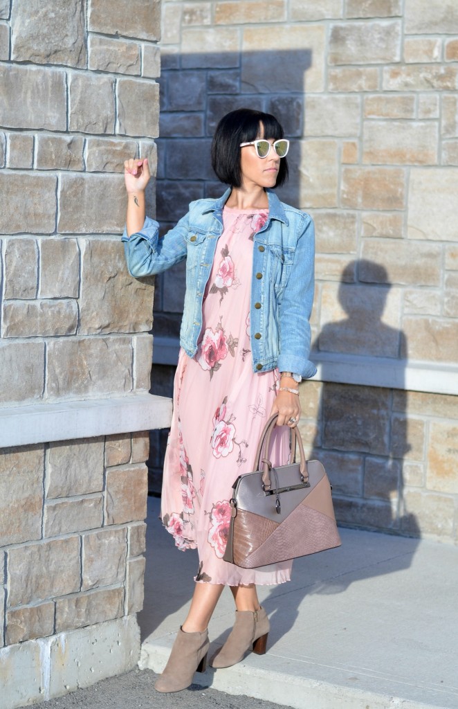 pink floral dress, canadian fashionista 