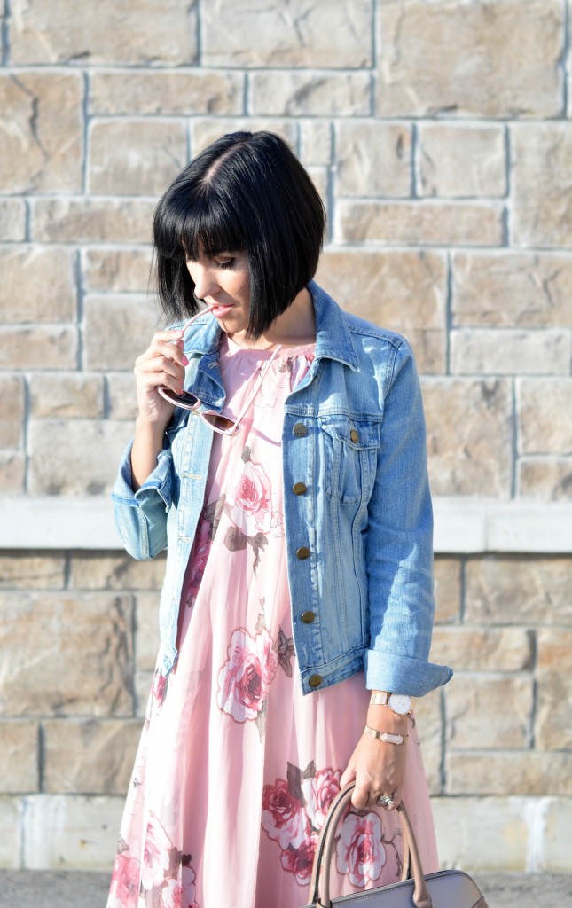 pink floral dress, canadian fashionista 