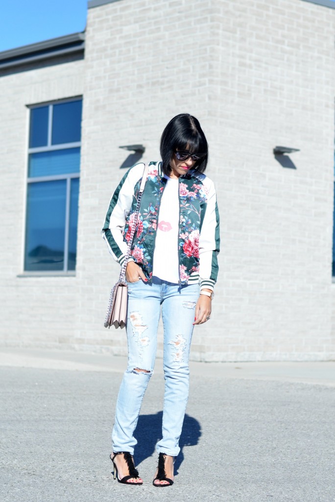 Forever 21 floral bomber jacket sale