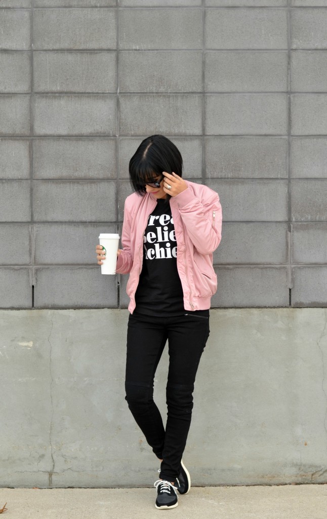 H&M Pink Jacket, starbucks red cups