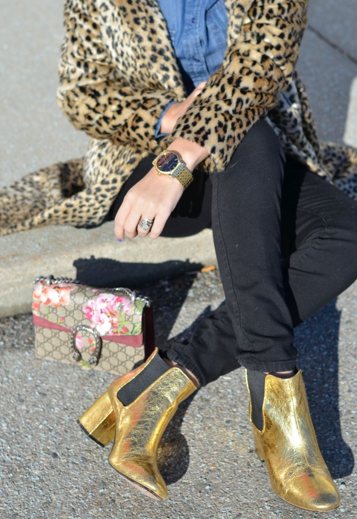 gold boots, gold booties, H&M boots, gold metallic boots, H&M boots