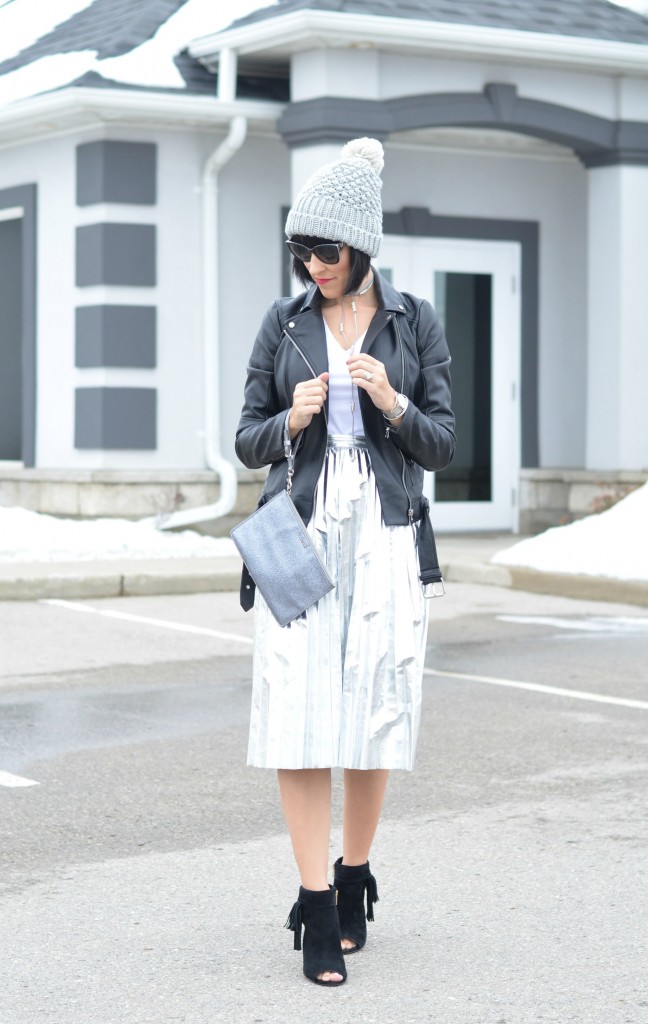 How to wear outlet silver metallic skirt