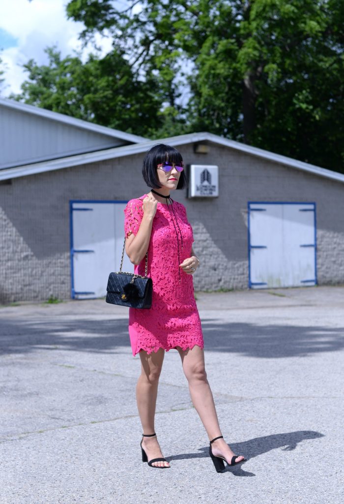 pink lace dress