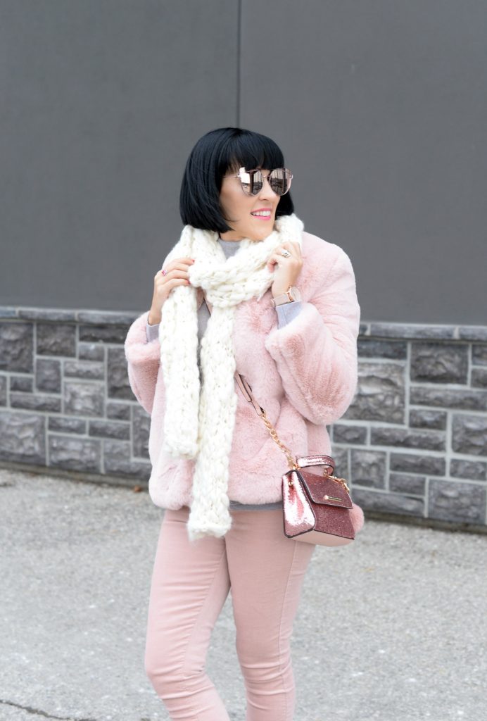 gap pink fur coat