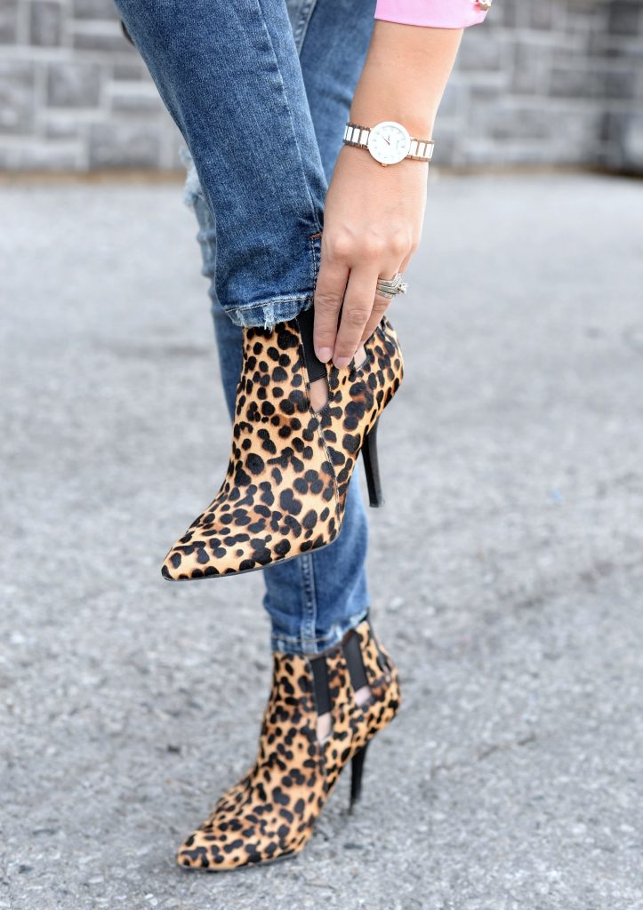 Chic Wish Blouse, Silver Jeans, Bootlegger Jeans, Animal Print Booties, Bulova Watch, fashion blogger, canadian blogger, canadian fashionista 