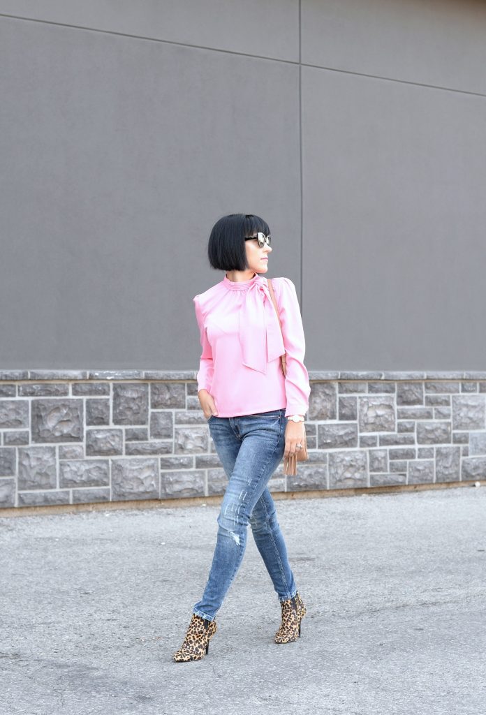 Chic Wish Blouse, Silver Jeans, Bootlegger Jeans, Animal Print Booties, Bulova Watch, fashion blogger, canadian blogger, canadian fashionista 