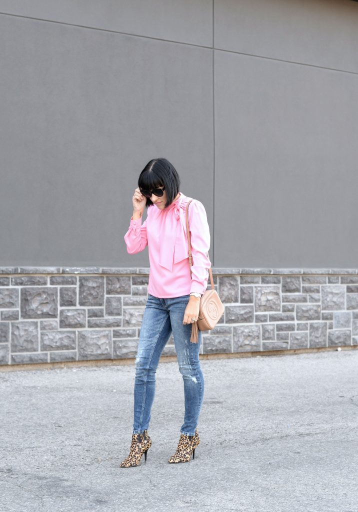 Chic Wish Blouse, Silver Jeans, Bootlegger Jeans, Animal Print Booties, Bulova Watch, fashion blogger, canadian blogger, canadian fashionista 