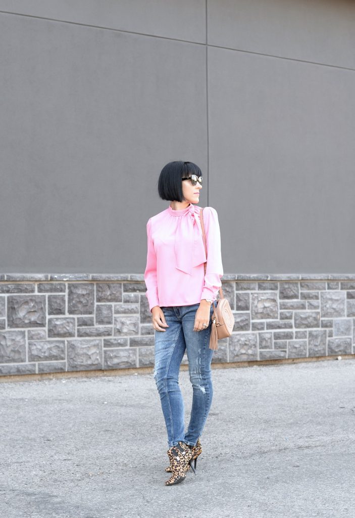 Chic Wish Blouse, Silver Jeans, Bootlegger Jeans, Animal Print Booties, Bulova Watch, fashion blogger, canadian blogger, canadian fashionista 