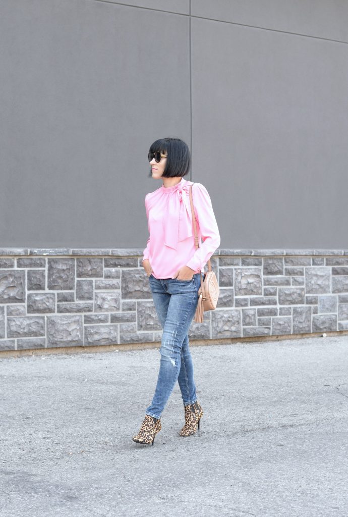 Chic Wish Blouse, Silver Jeans, Bootlegger Jeans, Animal Print Booties, Bulova Watch, fashion blogger, canadian blogger, canadian fashionista 