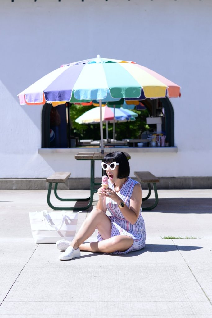 What I Wore, Gap Dress, Pinkstix Purse, Sunglasses, Zero UV, Wittnauer watch, gold watch,, Slip-On Sneakers, Le Chateau shoes