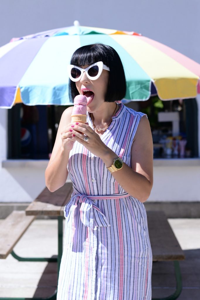 What I Wore, Gap Dress, Pinkstix Purse, Sunglasses, Zero UV, Wittnauer watch, gold watch,, Slip-On Sneakers, Le Chateau shoes 