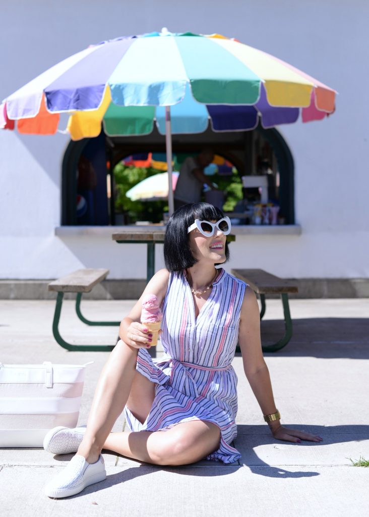 What I Wore, Gap Dress, Pinkstix Purse, Sunglasses, Zero UV, Wittnauer watch, gold watch,, Slip-On Sneakers, Le Chateau shoes 