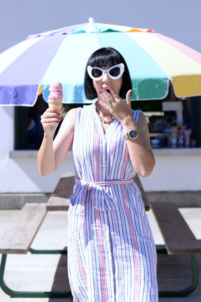 What I Wore, Gap Dress, Pinkstix Purse, Sunglasses, Zero UV, Wittnauer watch, gold watch,, Slip-On Sneakers, Le Chateau shoes 