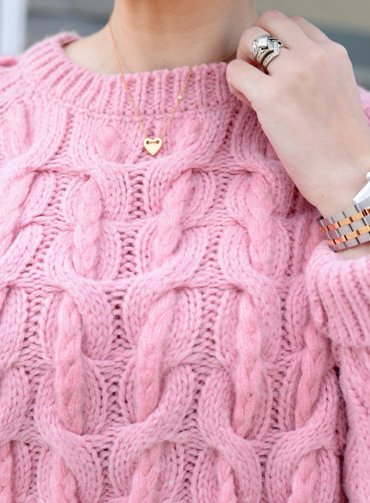 Pink Chunky Knit Sweater Zara 