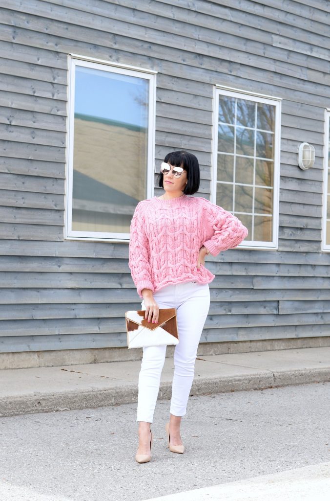 Pink Chunky Knit Sweater Zara 