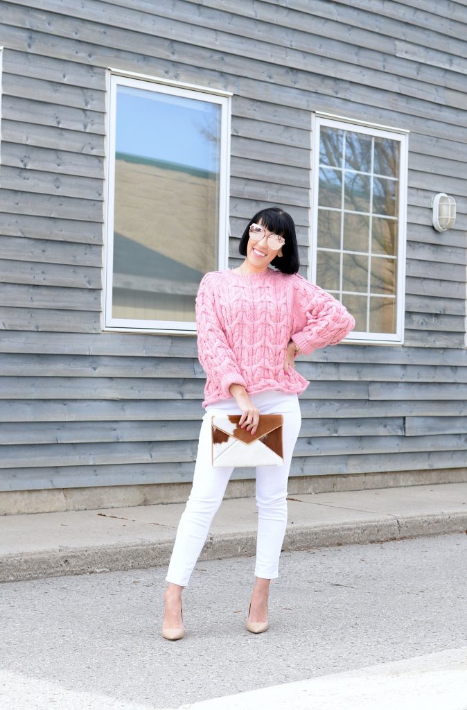 Pink Chunky Knit Sweater Zara 