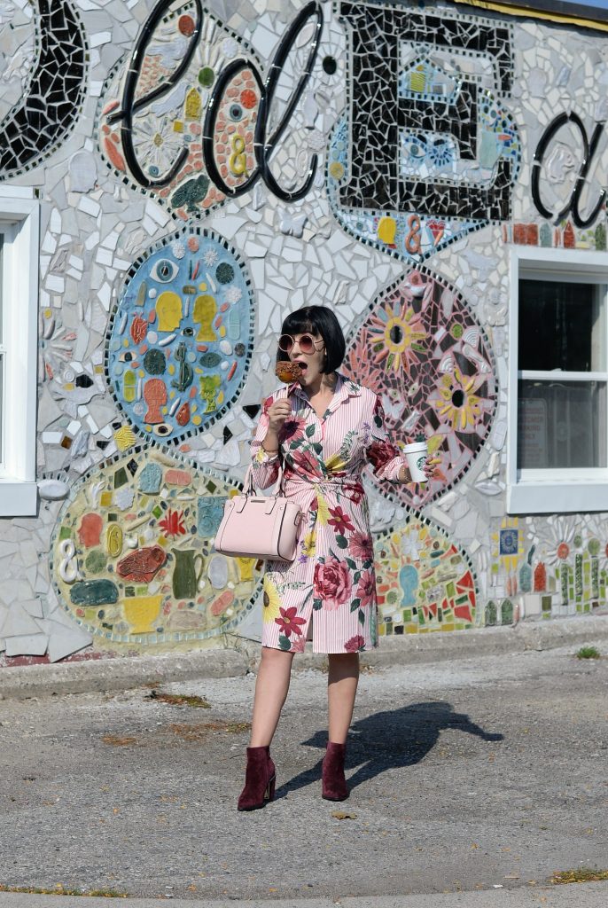 How to Wear a Floral Dress All Year Long, floral dress, chic wish dress, chicwish dress, how to style florals in fall, how to wear florals, how to wear a floral dress in winter, aldo booties, poppy & peonies