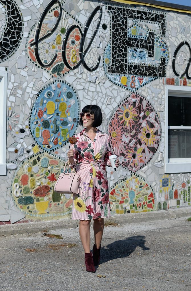 How to Wear a Floral Dress All Year Long, floral dress, chic wish dress, chicwish dress, how to style florals in fall, how to wear florals, how to wear a floral dress in winter, aldo booties, poppy & peonies