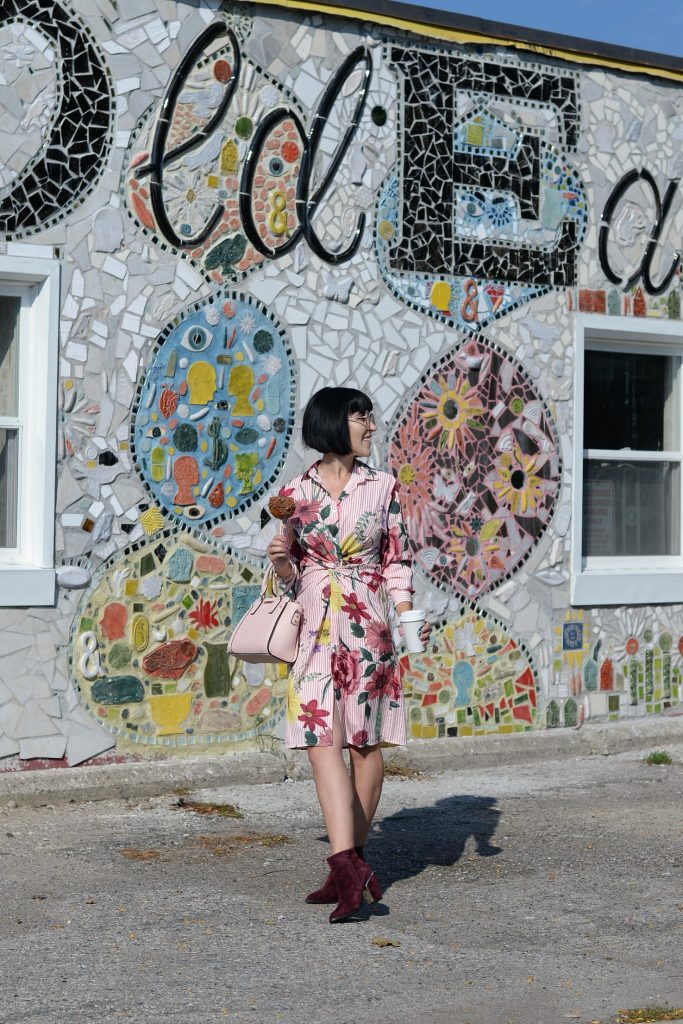 How to Wear a Floral Dress All Year Long, floral dress, chic wish dress, chicwish dress, how to style florals in fall, how to wear florals, how to wear a floral dress in winter, aldo booties, poppy & peonies