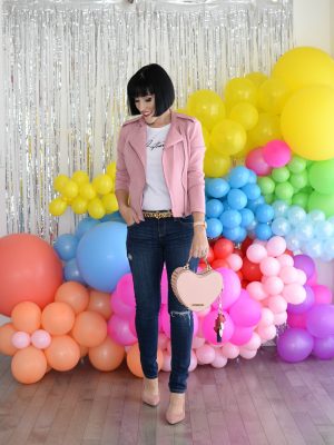 The Pink Millennial, rebranding, pink jacket, skinny jeans, canadain blogger