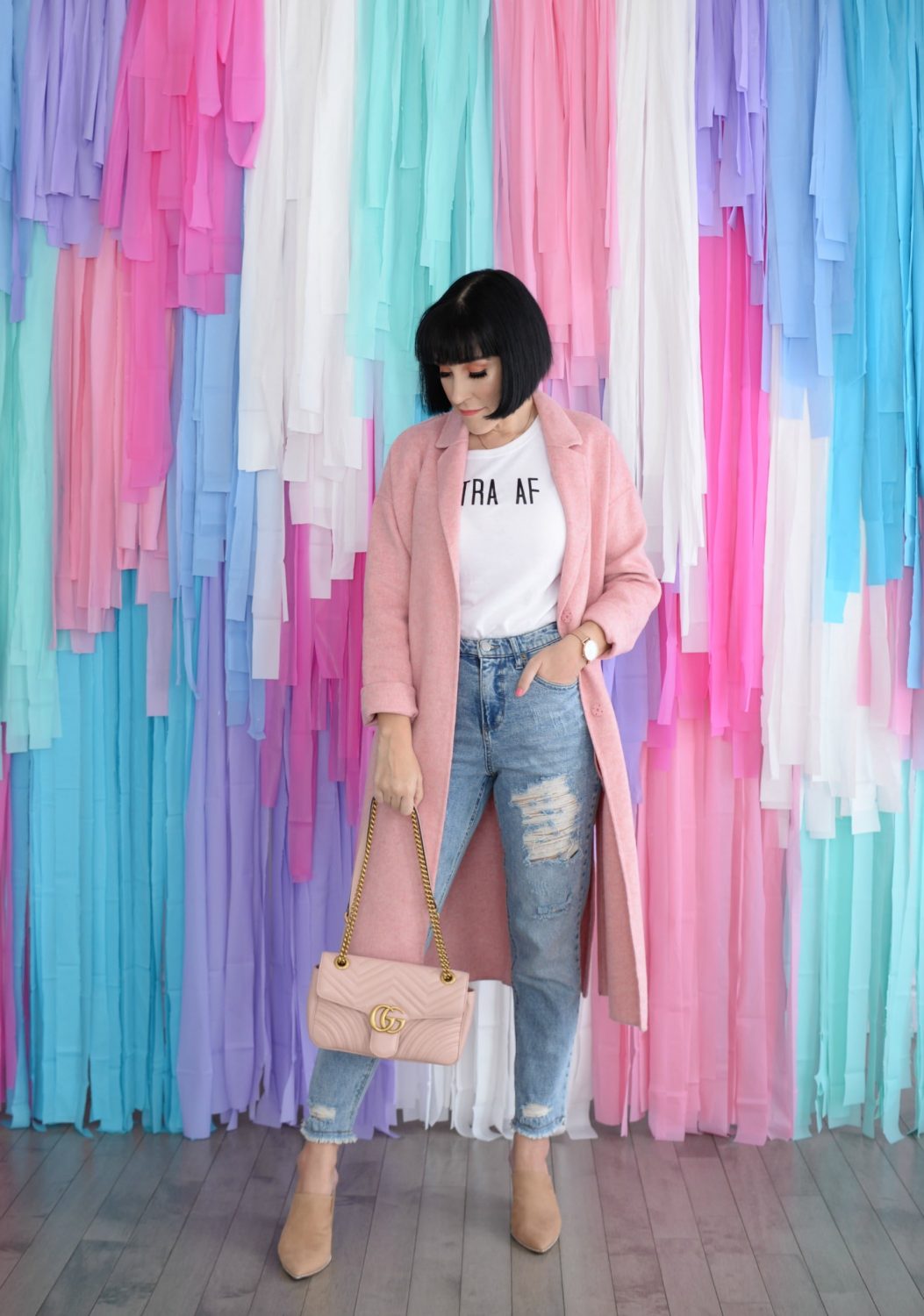 Tassel Wall, Pink Table Cloth Wall, Pink Winter Coat