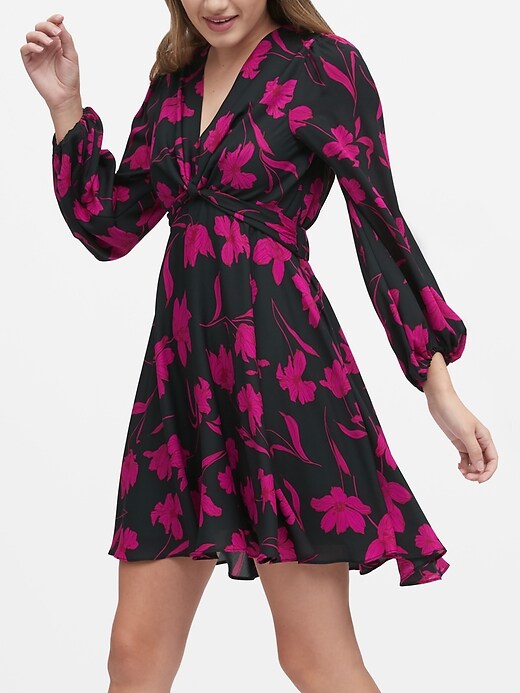 Banana Republic Floral Puff-Sleeve Dress