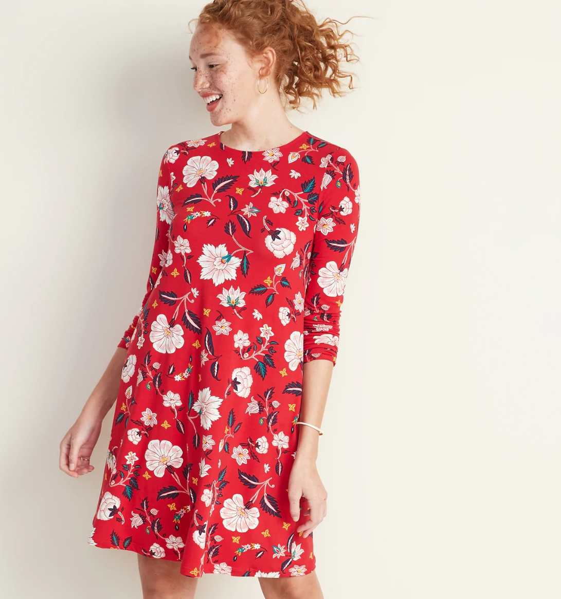 Old Navy Long-Sleeve Jersey-Knit Swing Dress 