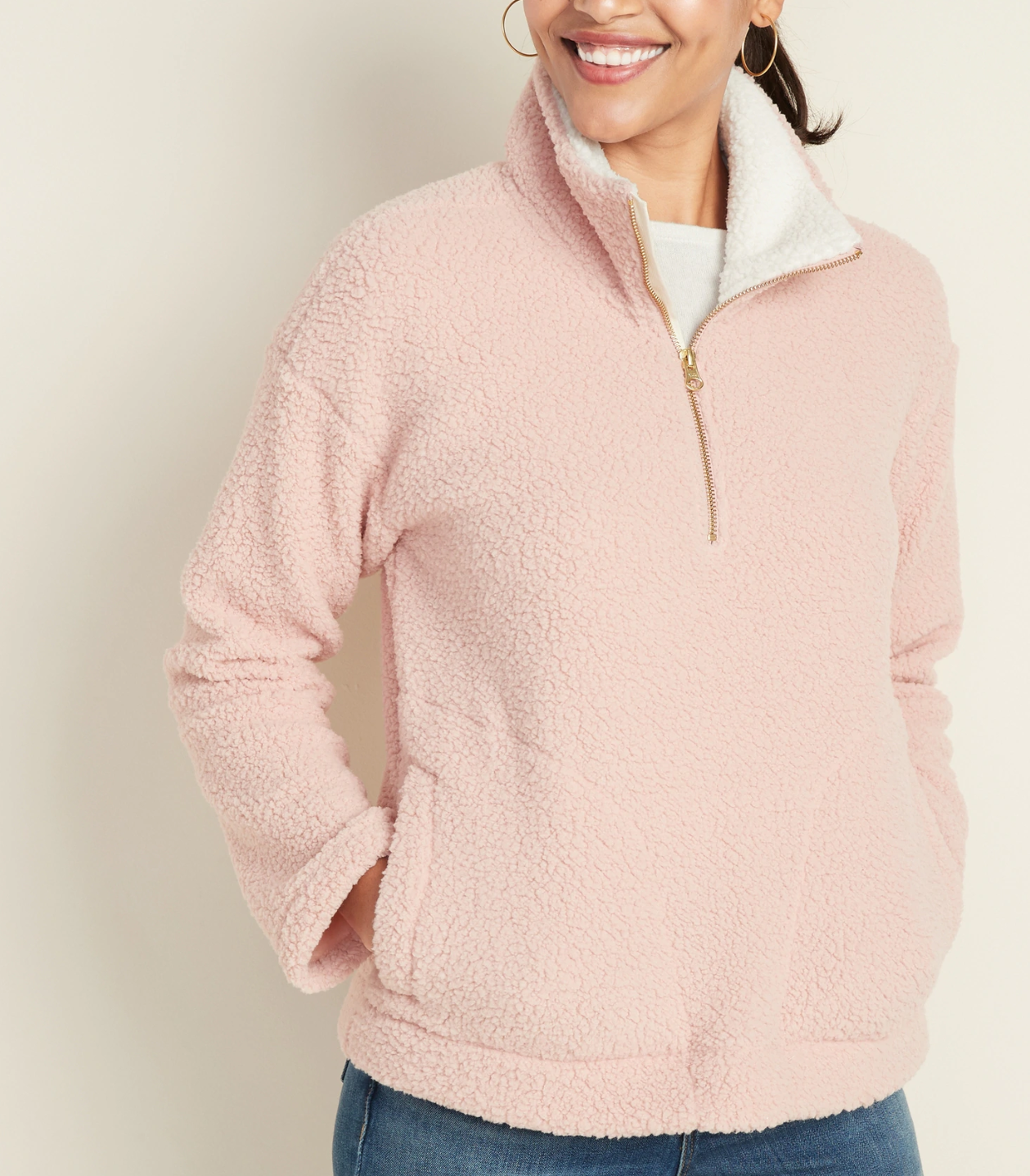  Old Navy Plush Sherpa 1/4-Zip Pullover