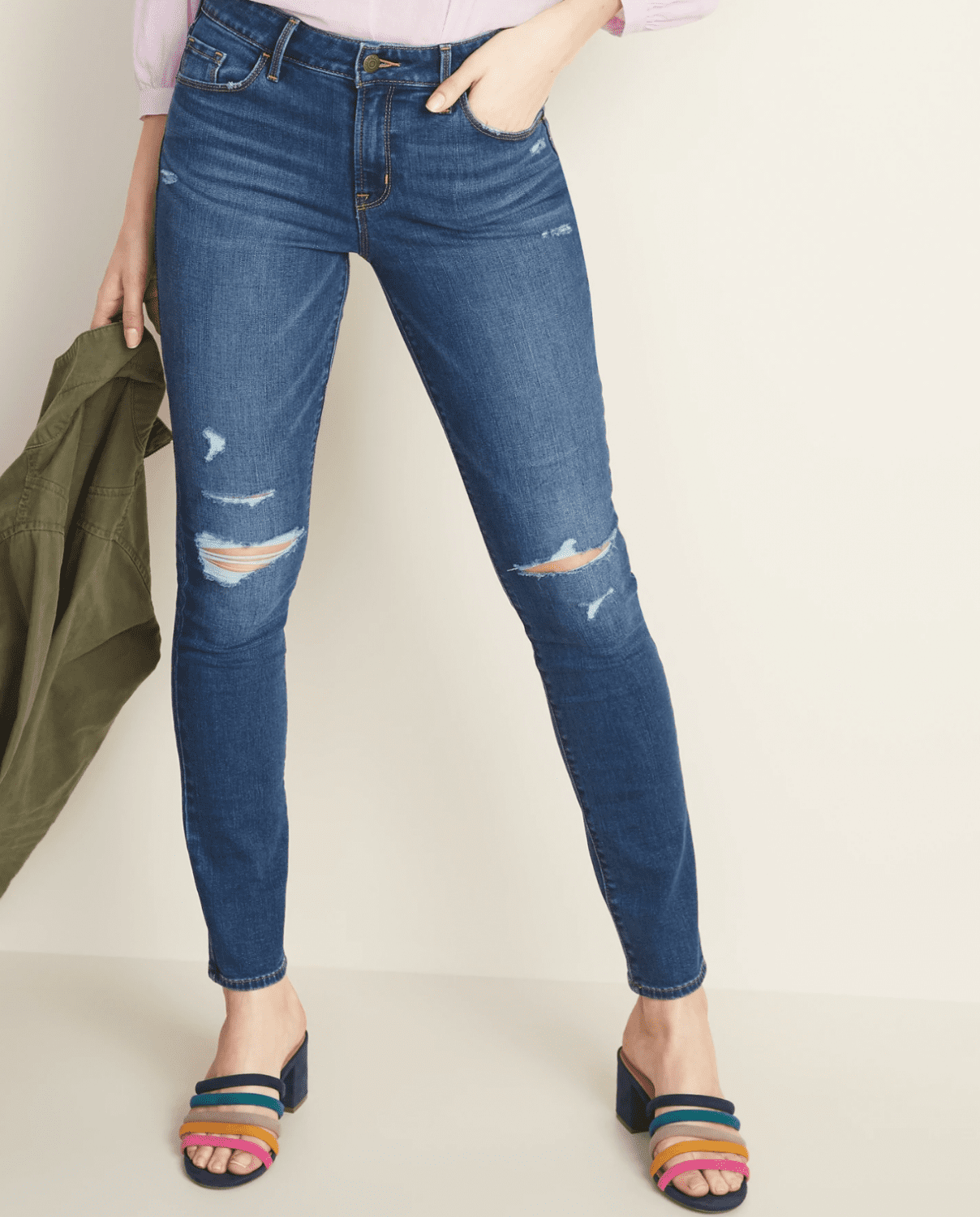 Old Navy Mid-Rise Distressed Pop Icon Skinny Jeans